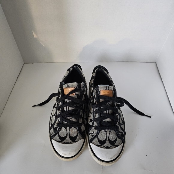 COACH Black Barrett Signature Lace Up Sneakers Size 8.5 - Picture 3 of 10